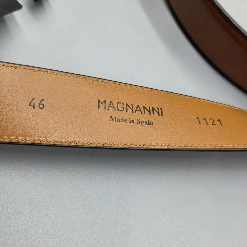 Magnanni Carbon Leather Belt men's Style # 1121 Cognac 1  3/8